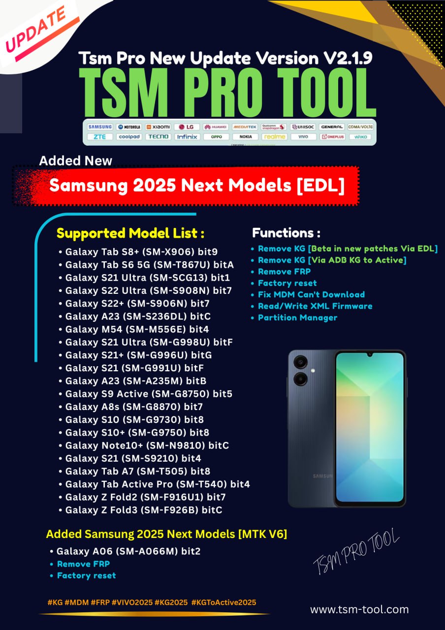 GSM - TOOL PRO V2.1.9 Added New Updates of Samsung 2025 Next Models ...
