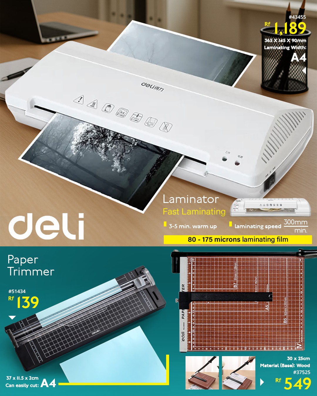 From laminators to paper trimmers and more—explore Deli's top-tier