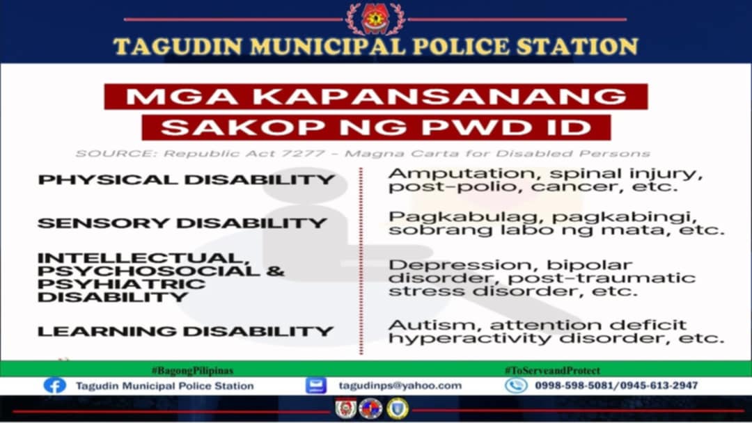 Mga Kapansanang Sakop... - Tagudin Municipal Police Station | Facebook