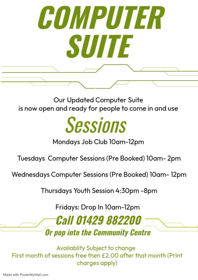 Trimdon - Our Updated Computer Suite is NOW OPEN for people to come in ...