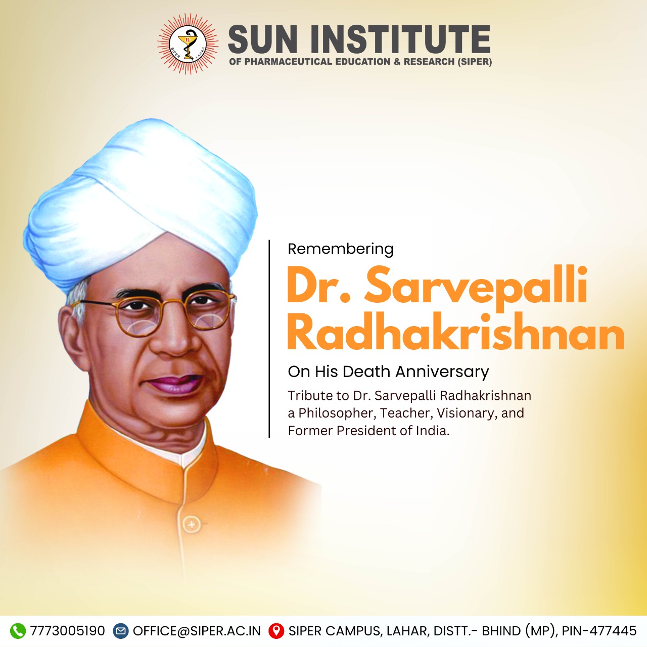 Sun - 🕊️ Remembering Dr. Sarvepalli Radhakrishnan 🕊️ On his death ...
