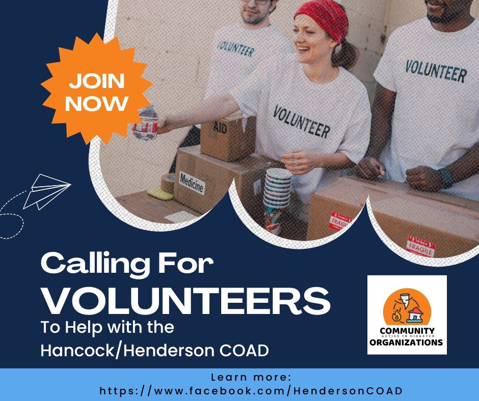 Hancock-Henderson - 🚨 COAD Volunteers Needed—Be a Local Hero in Times ...