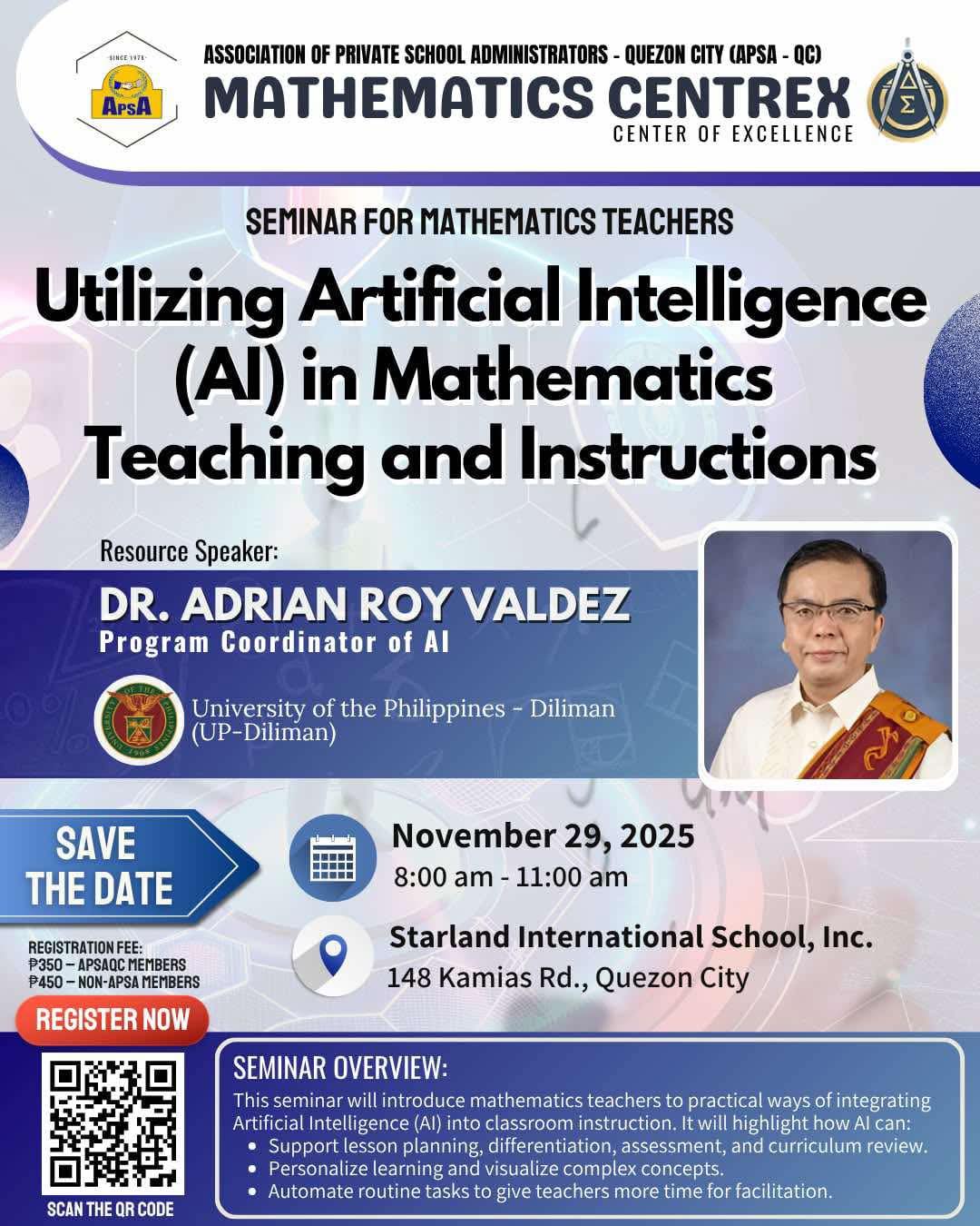 APSA - 📣 3 DAYS TO GO! Get ready, Math educators! 🧮🤖 The APSA–QC ...