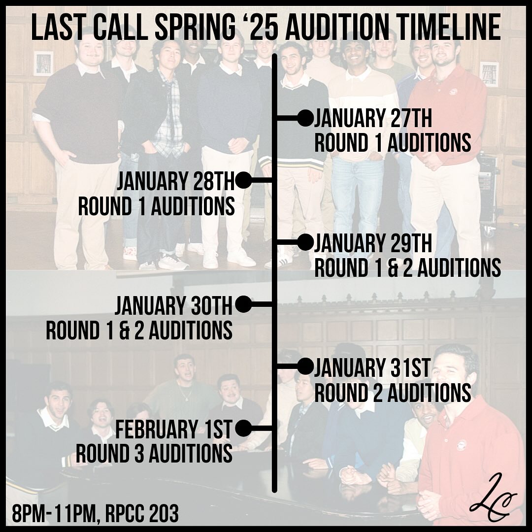 Last - Here is the official schedule for Last Call’s spring auditions ...