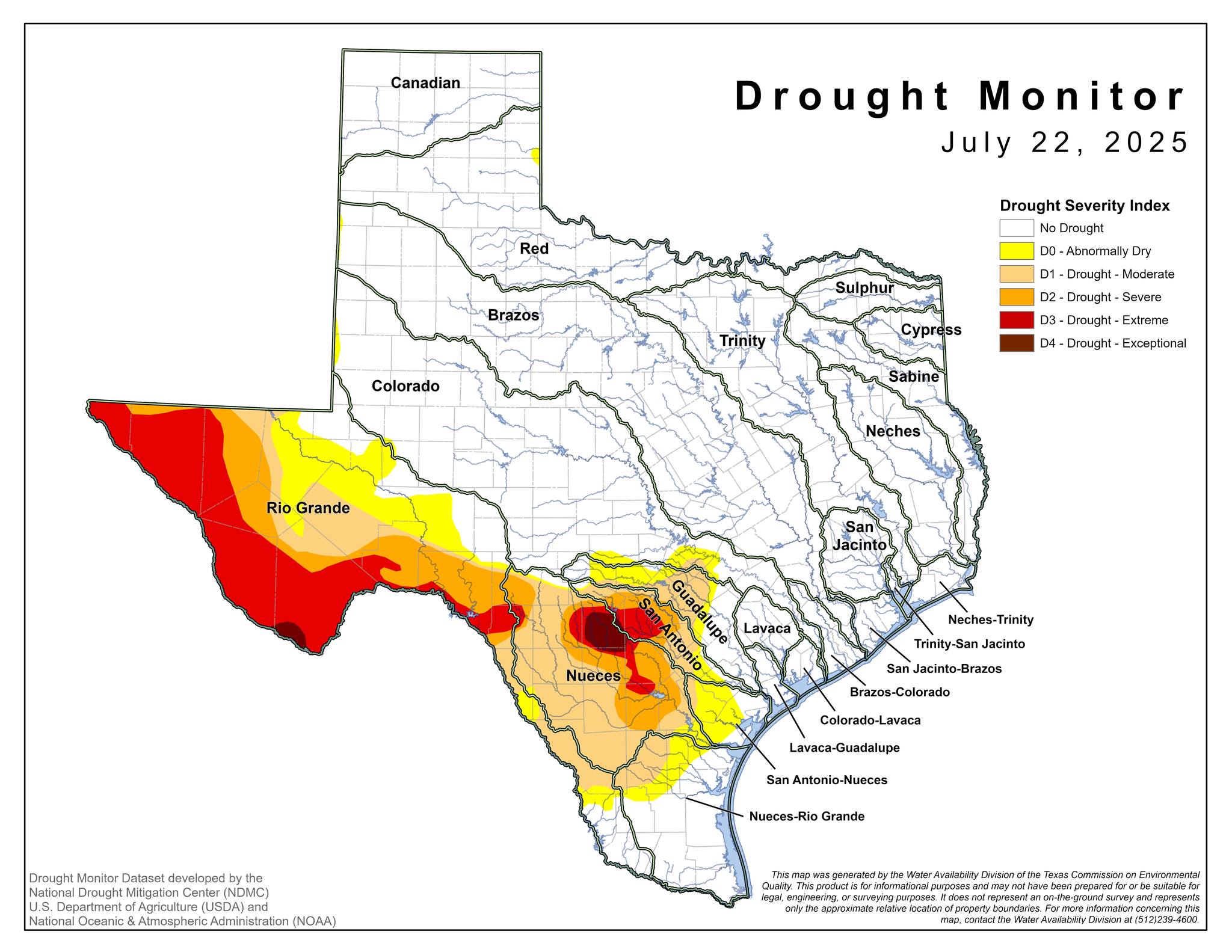 Texas - The latest map shows a decrease in drought from the previous ...