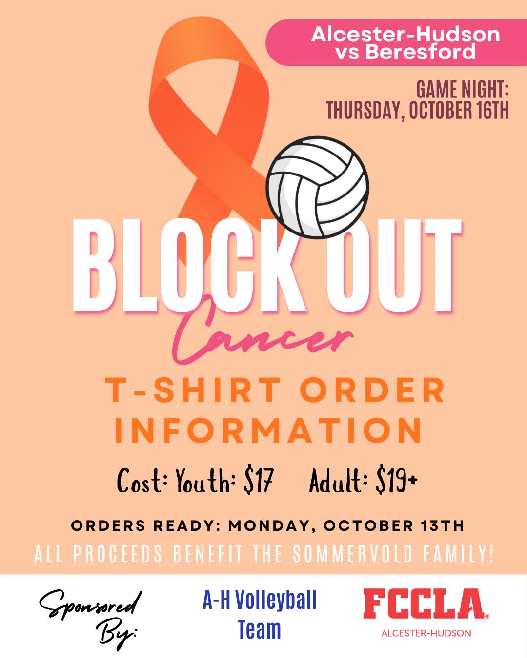 Alcester-Hudson - 🧡 Block Out Cancer Night 🧡 The Alcester-Hudson FCCLA ...