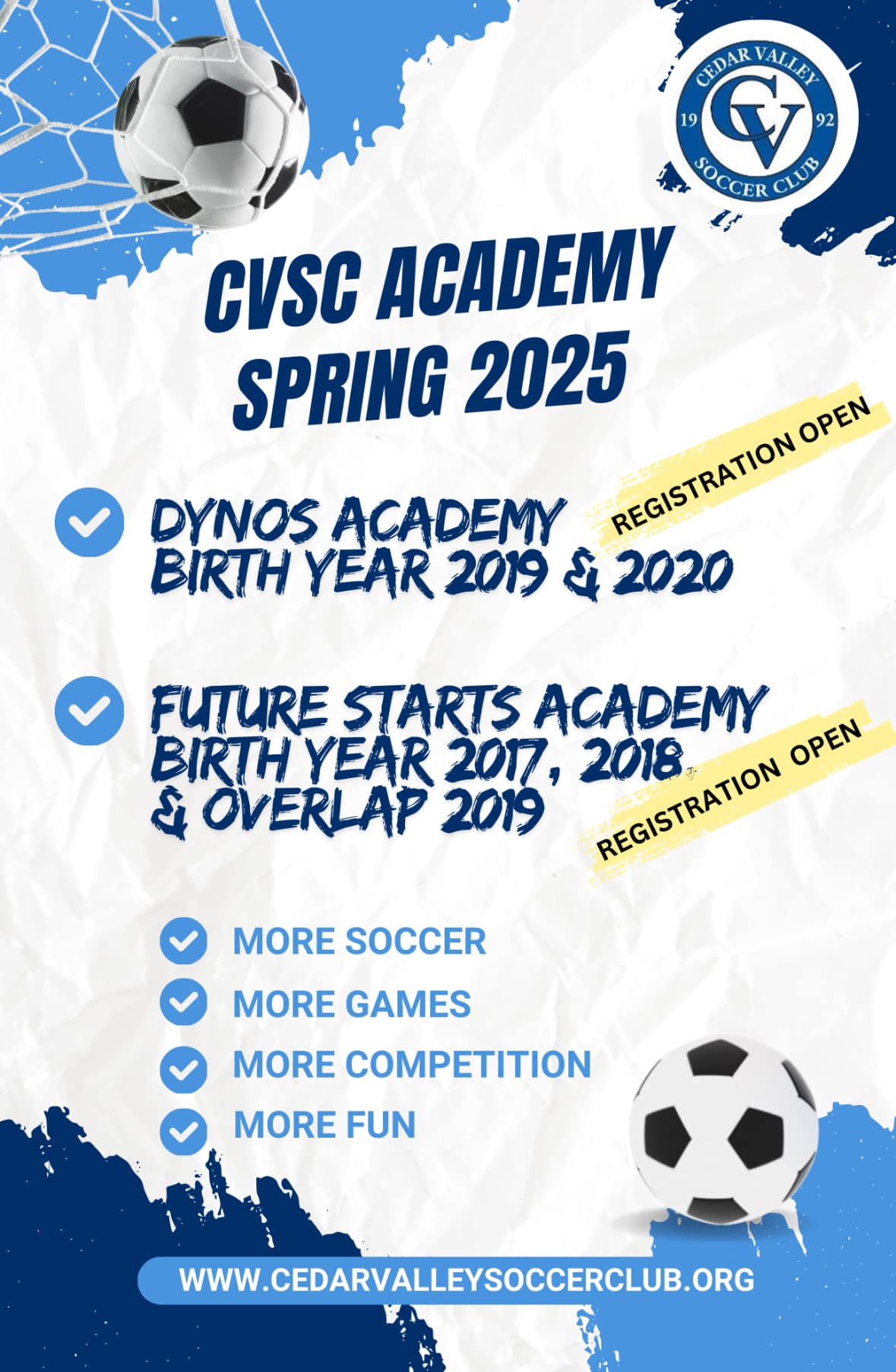 Cedar - CVSC Academy registration for Spring 2025 is now open! Register ...