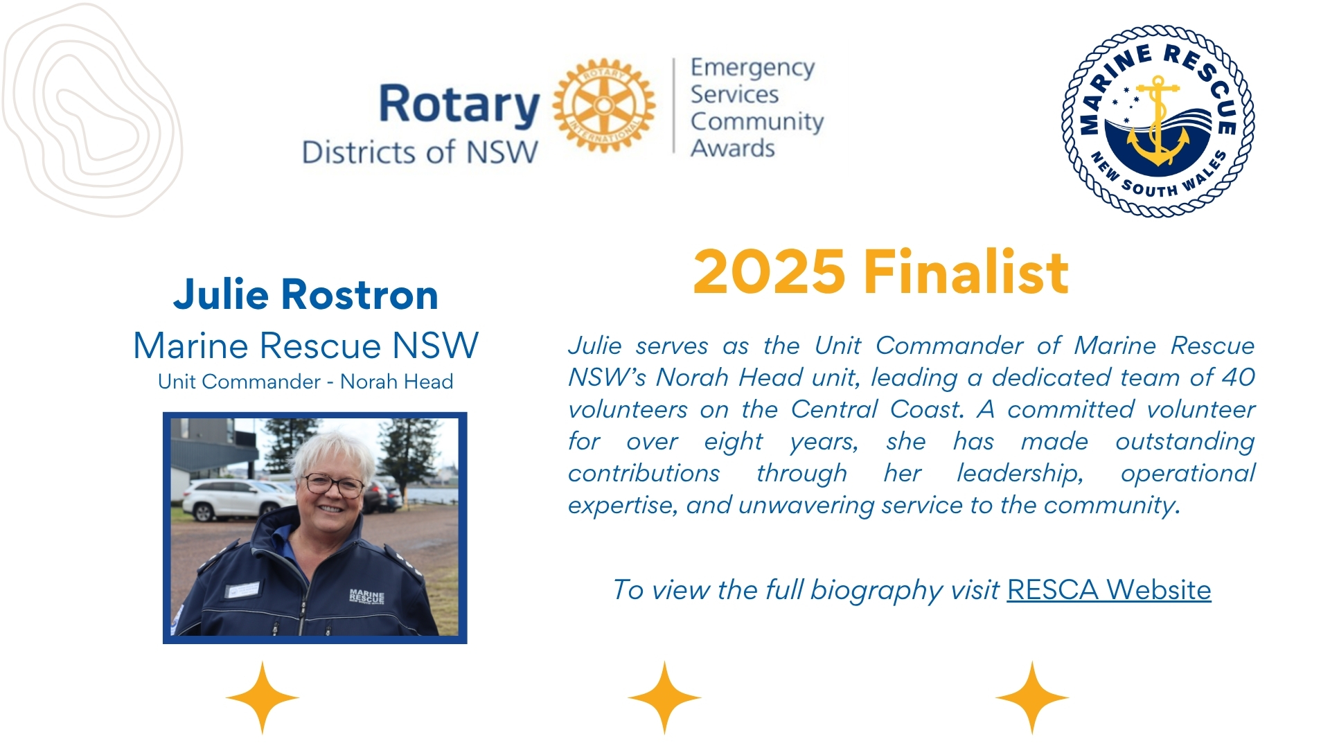Rotary - Congratulations to Julie Rostron, Unit Commander at Norah Head ...