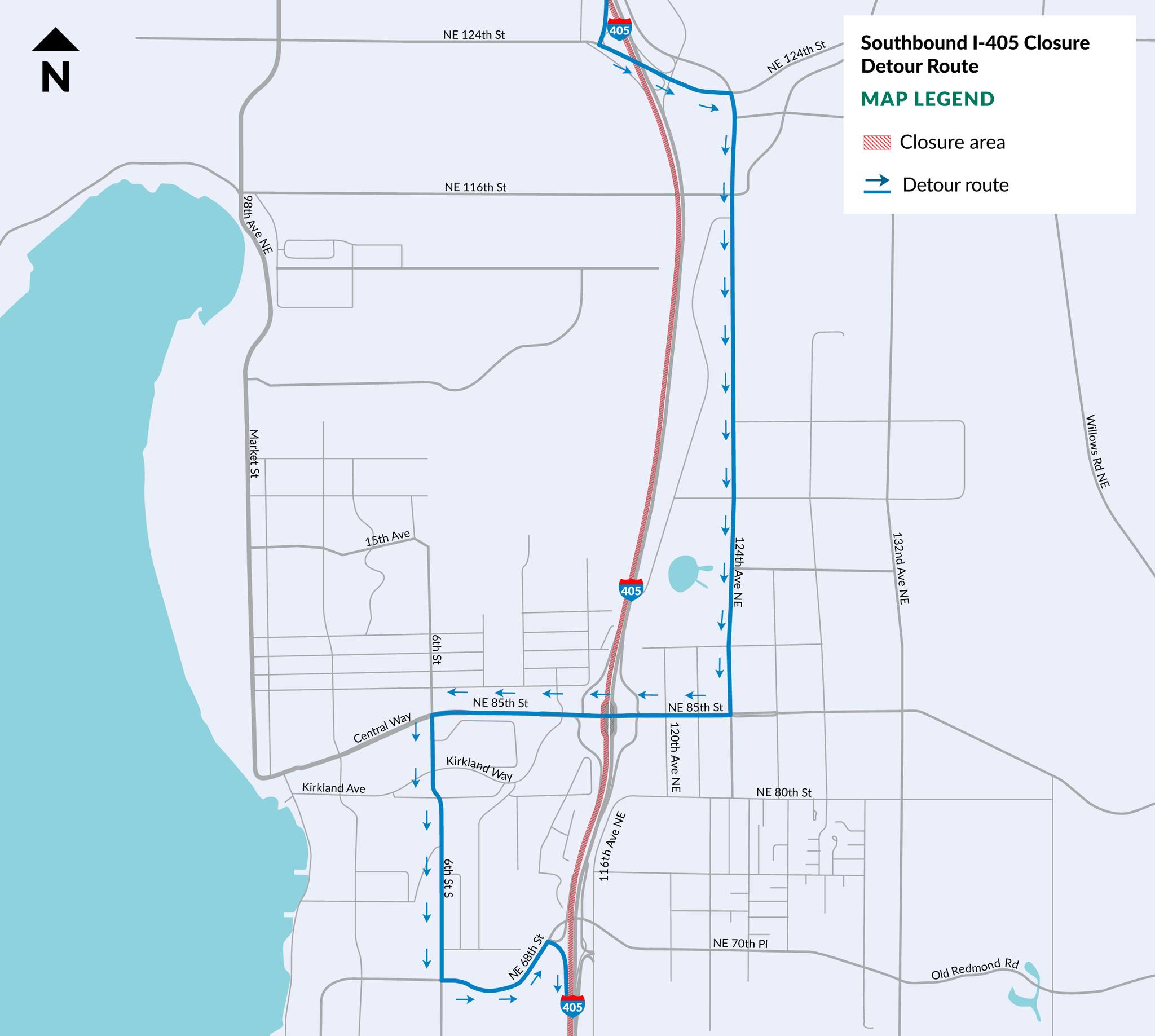 Kirkland prepares for southbound I-405 closure and detour
