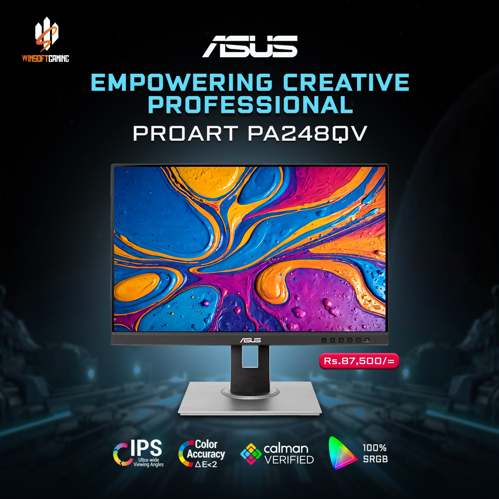 The ASUS ProArt PA248QV 24-inch IPS Professional Monitor features 