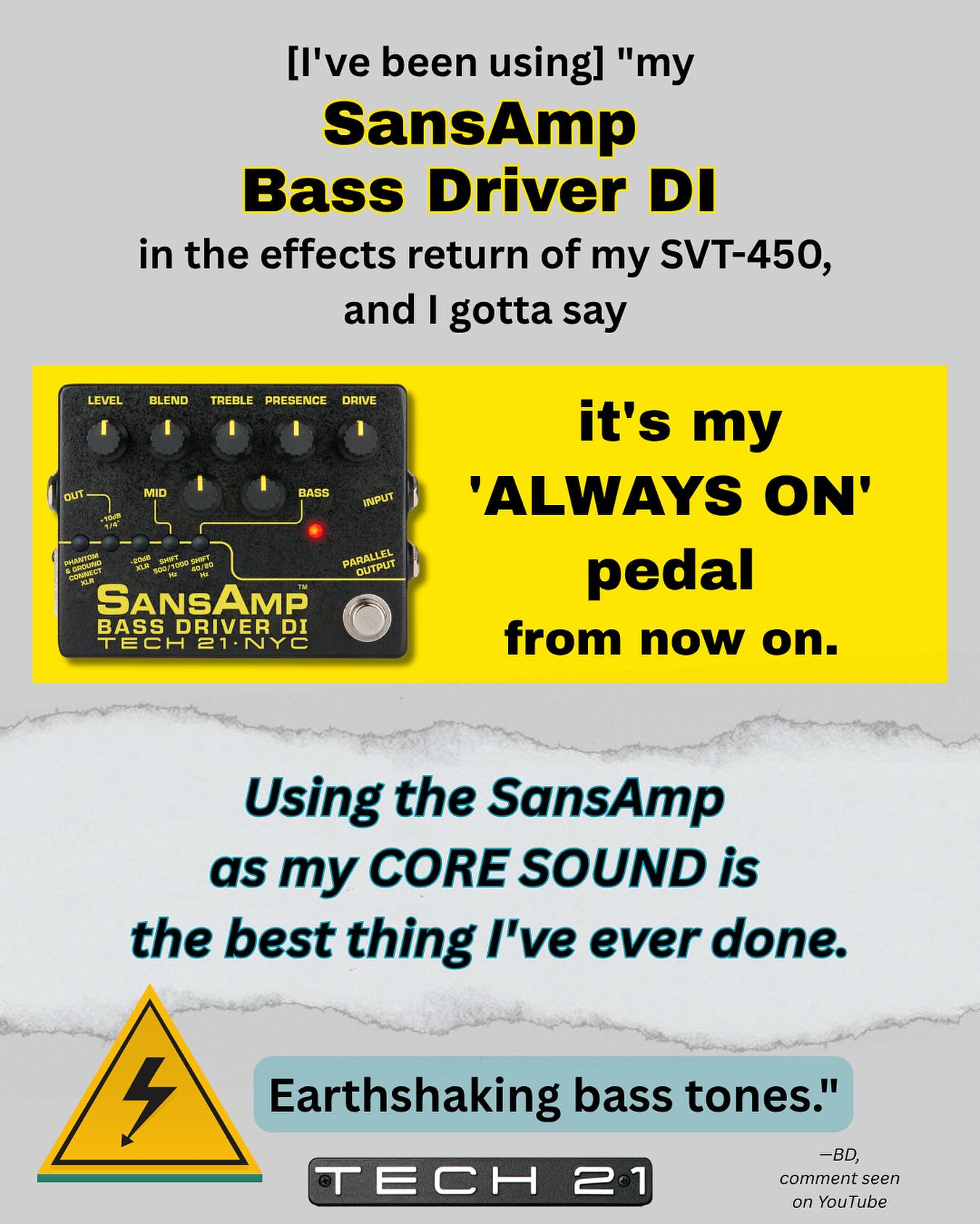 SansAmp Bass Driver DI pedal review and testimonial
