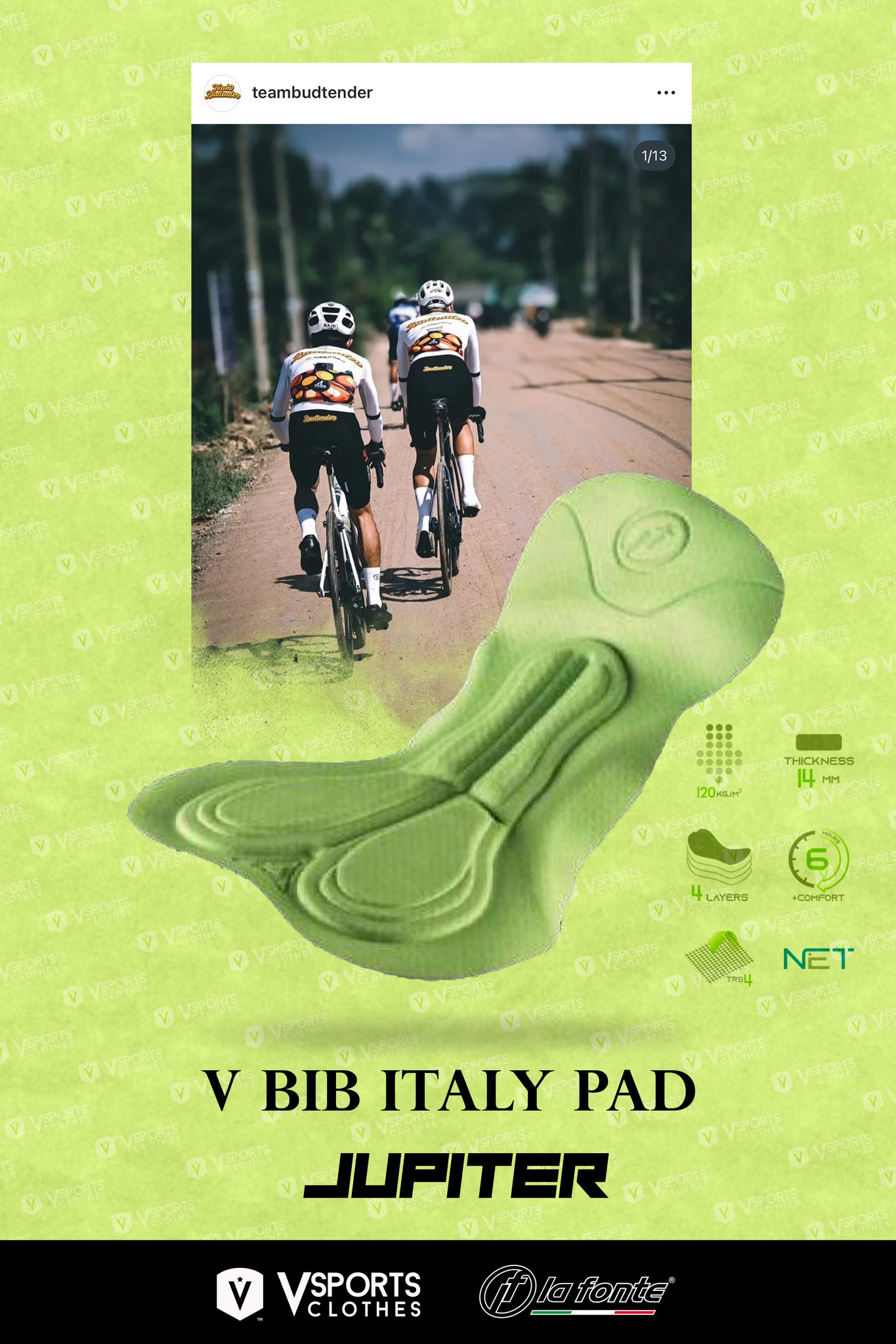 V sports - กางเกงเอี๊ยมจักรยาน V BiB Italy pad รุ่น Jupiter ตัวเป้าจาก ...