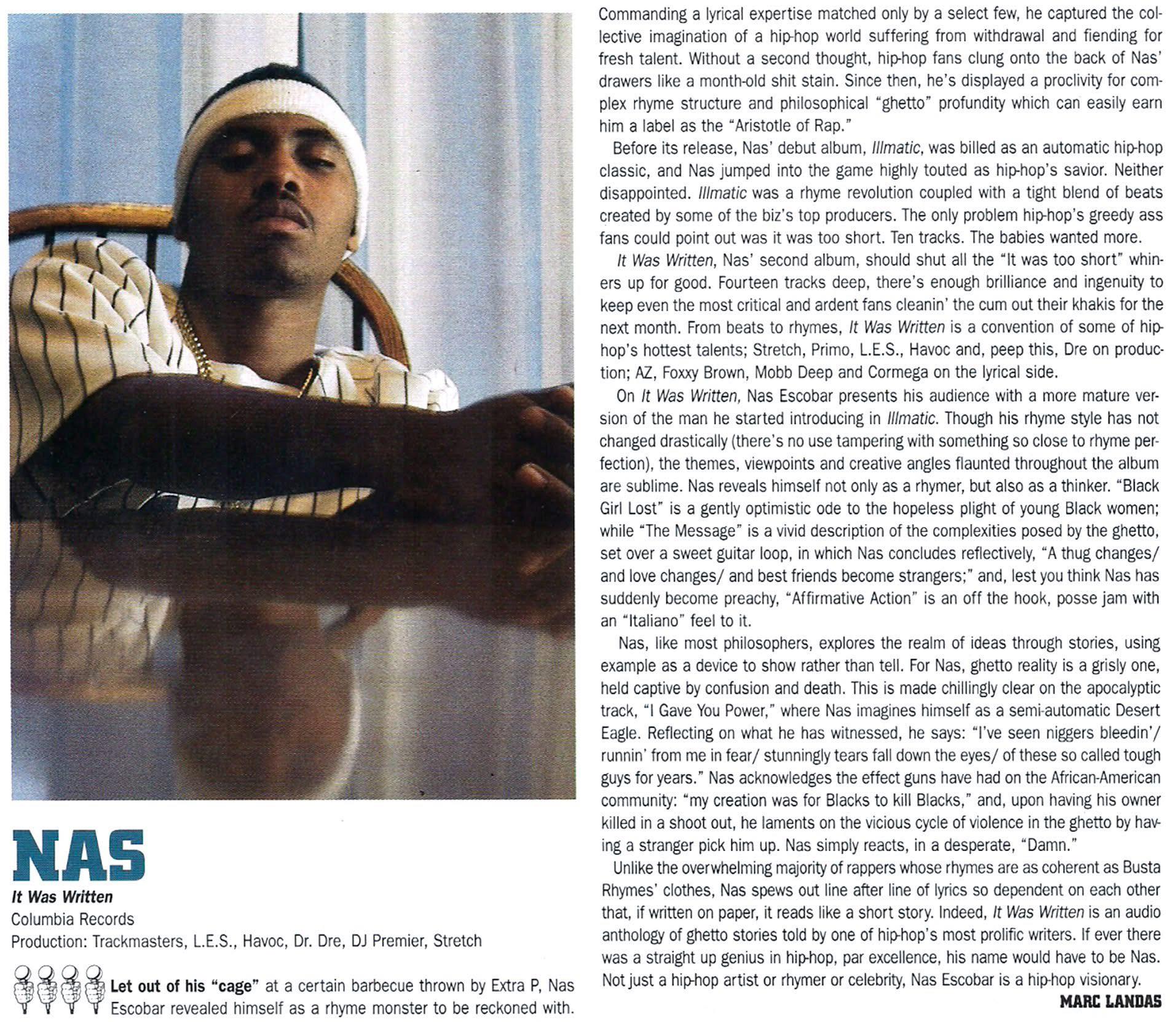 Review of Nas' 'It Was Written' from the Aug '96 issue of The