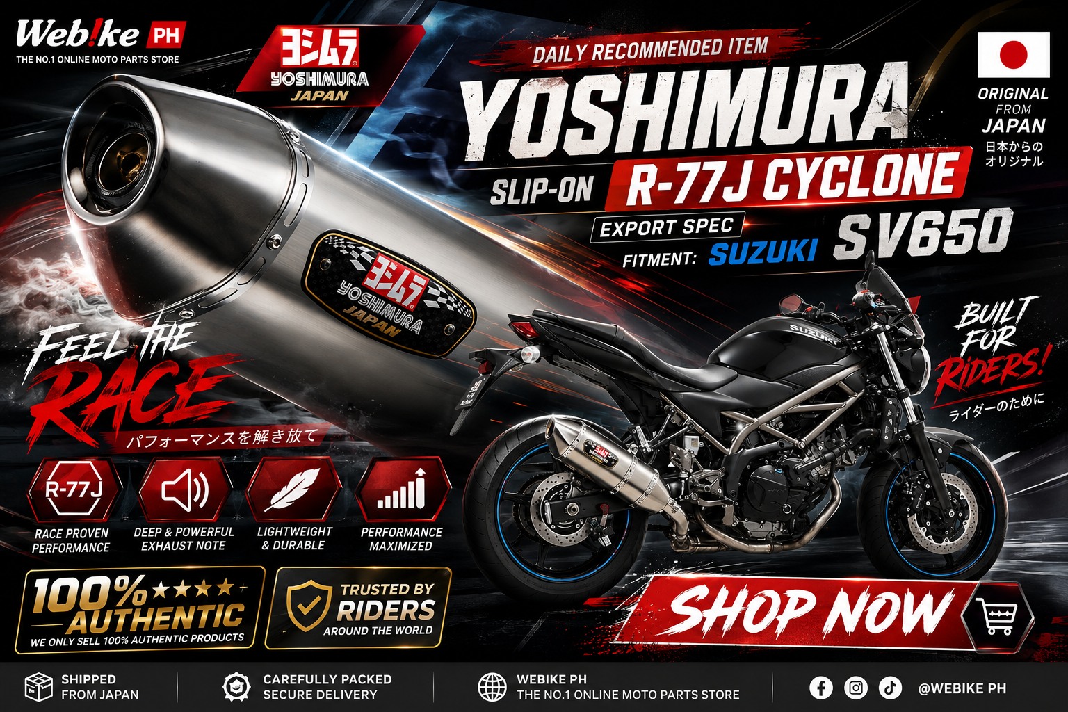 Yoshimura R-77J cyclone slip-on for Suzuki SV650 Philippines