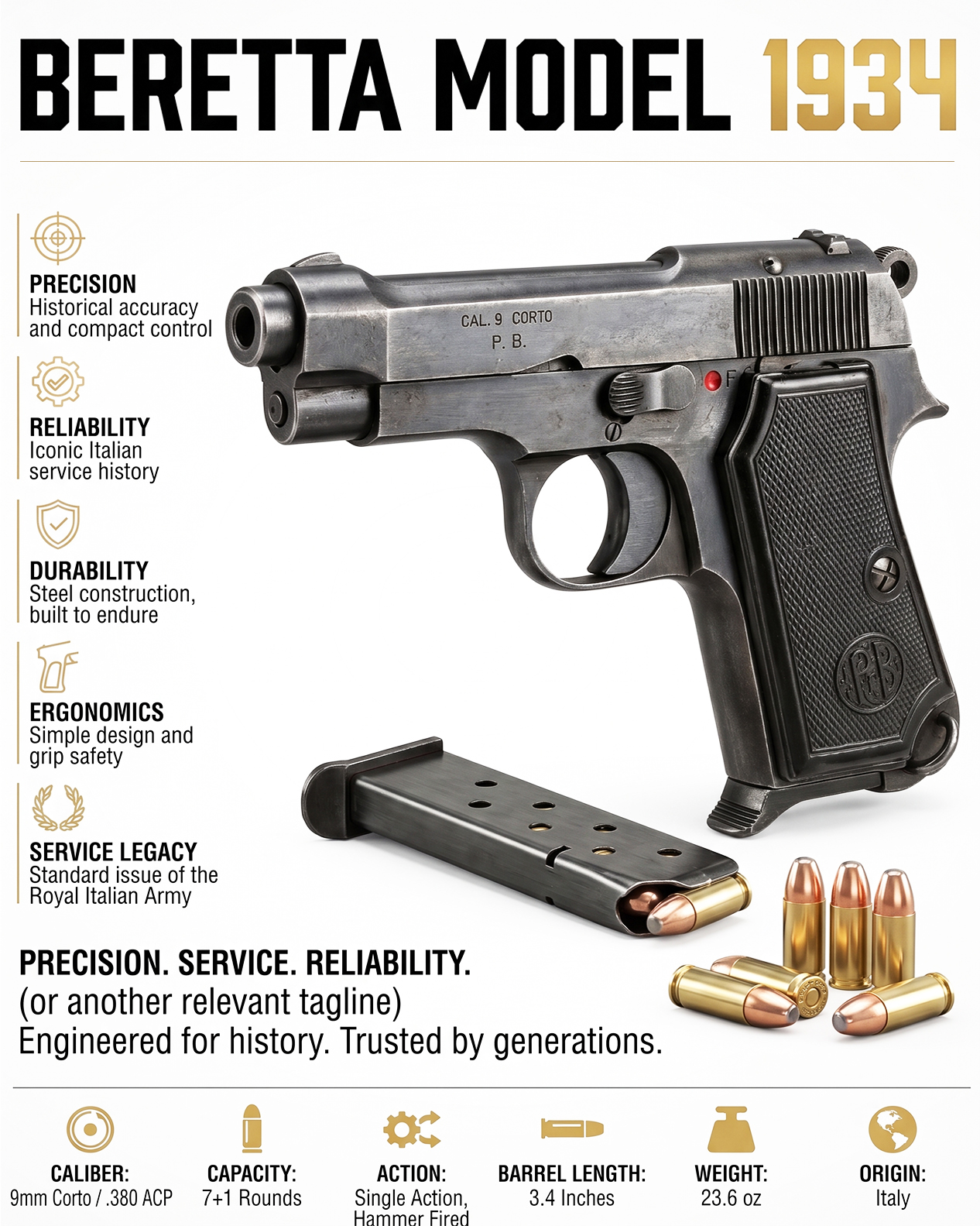 Beretta Model 1934 — The Historic Italian Service Pistol That