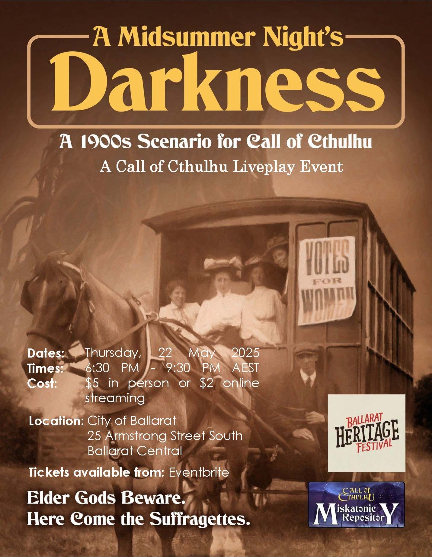 Chaosium - Call of Cthulhu returns to the Ballarat 🇦🇺 Heritage Festival ...