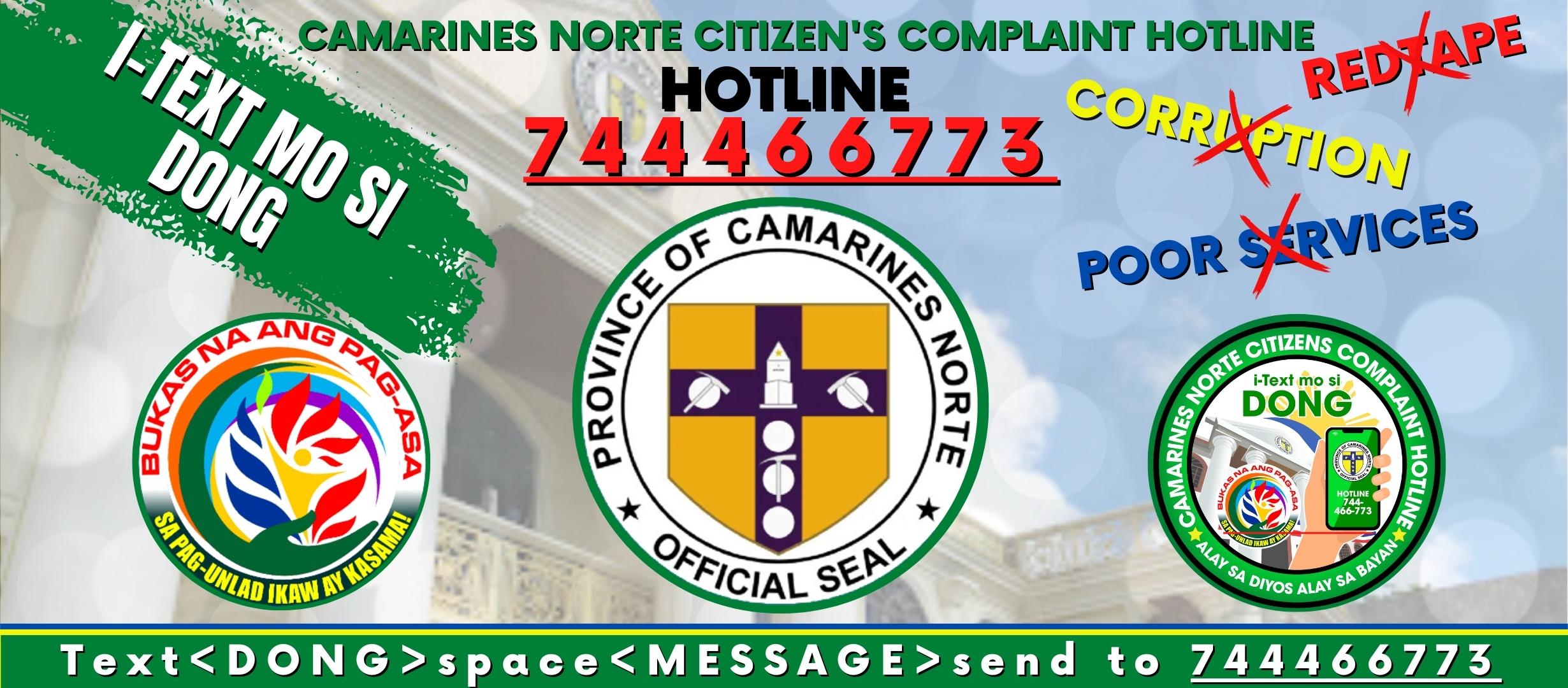I Text Mo Si Dong - Camarines Norte Citizen's Complaint Hotline updated