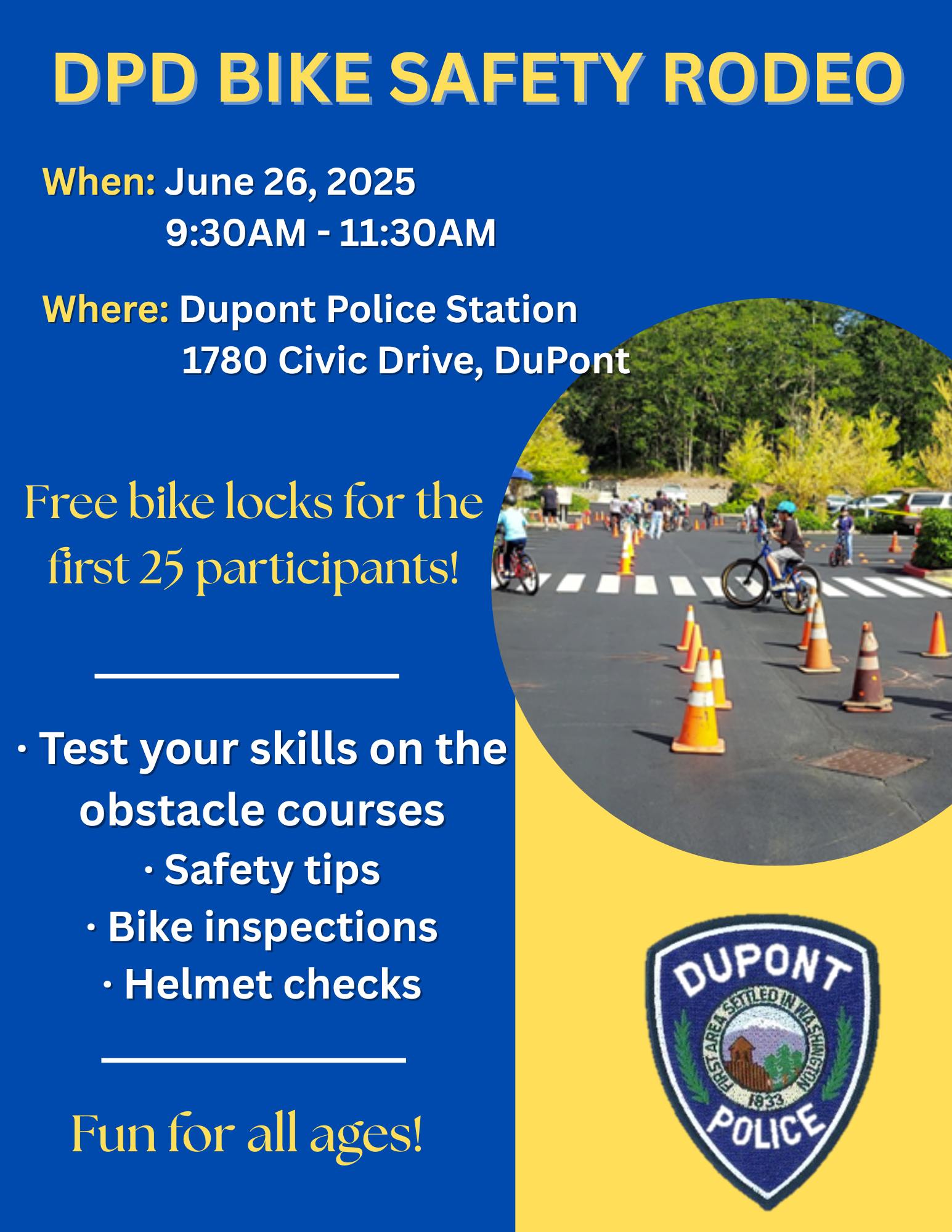 City - DUPONT POLICE BIKE SAFETY RODEO Join us for this FREE community ...