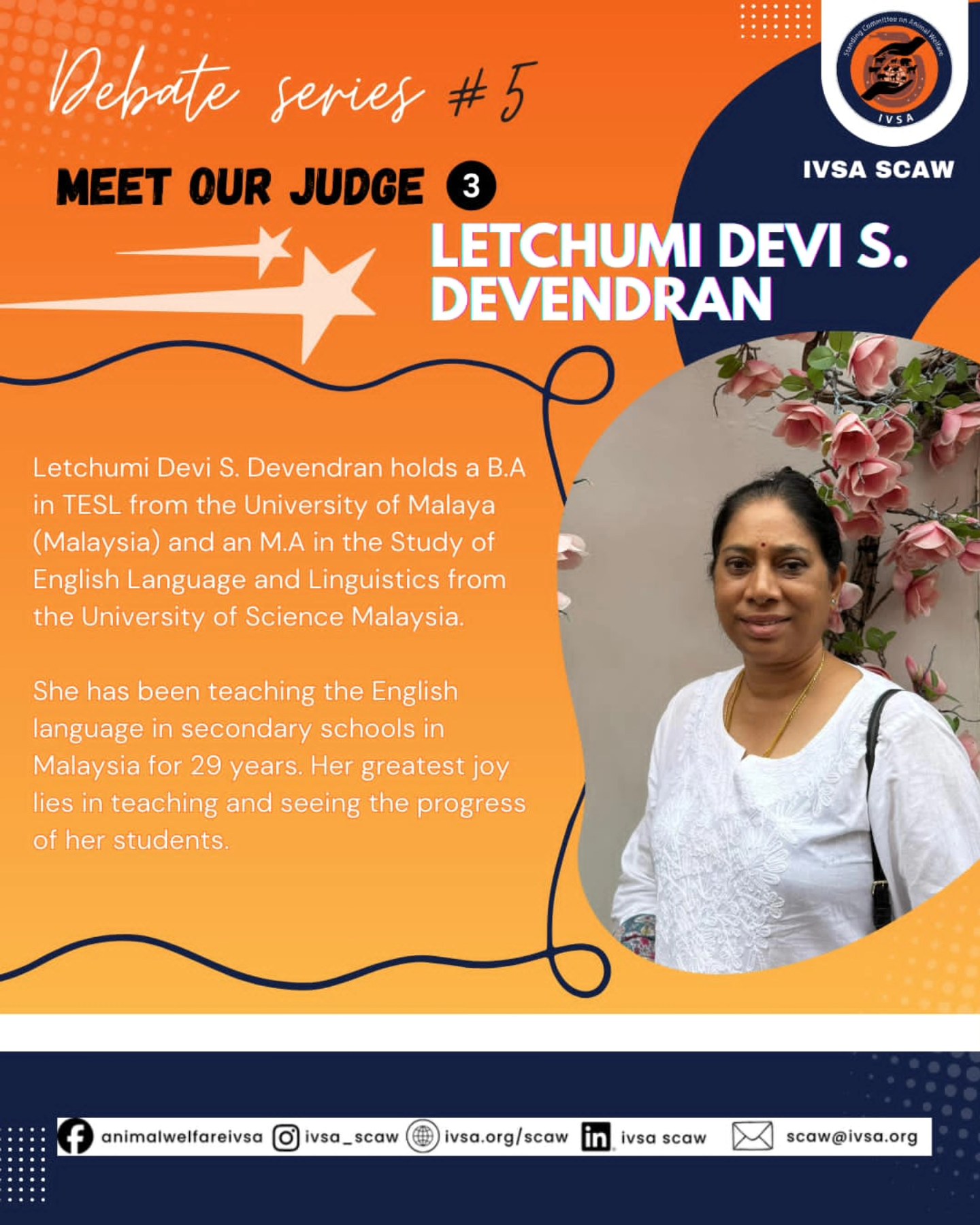 IVSA - 🌟 Meet Our Judge: Letchumi Devi S. Devendran! 🌟 We’re thrilled ...