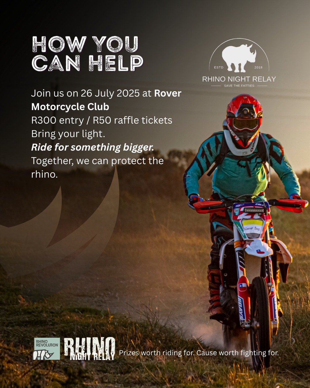 Rhino - Ride with purpose. 🗓 26 July 2025 📍 Rover Motorcycle Club 🎟 ...
