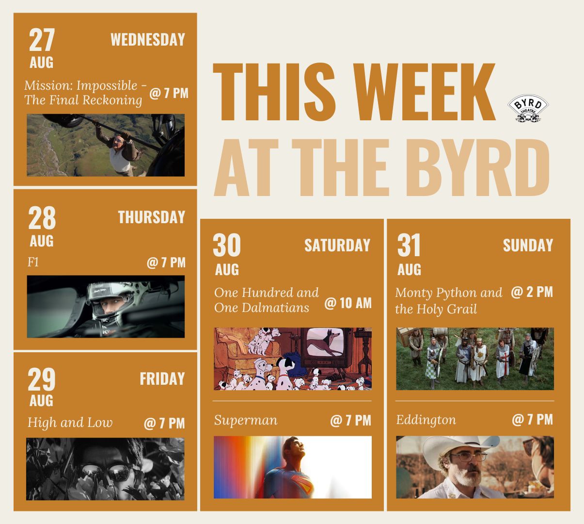 The Byrd - This Week at The Byrd: Mission: Impossible - The Final ...