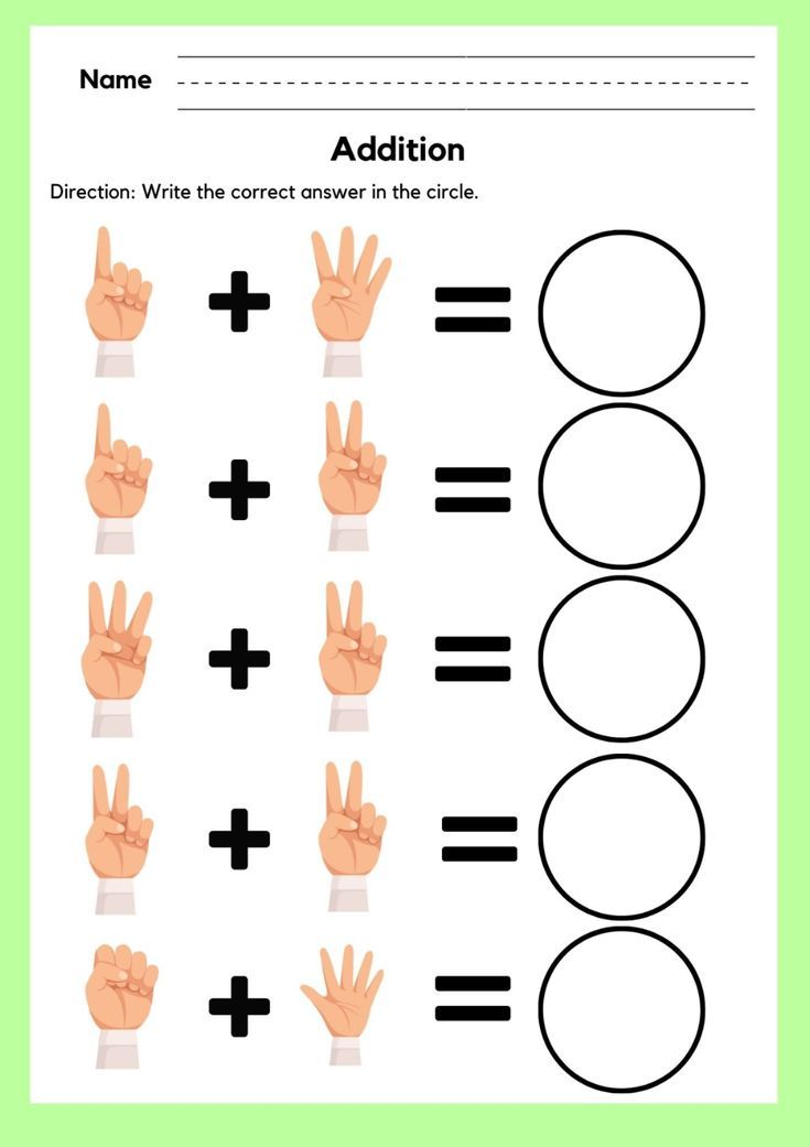 KINDERGARTEN WORKSHEETS & RESOURCES👨‍👩‍👧‍👧 | Finger Addition :) | Facebook