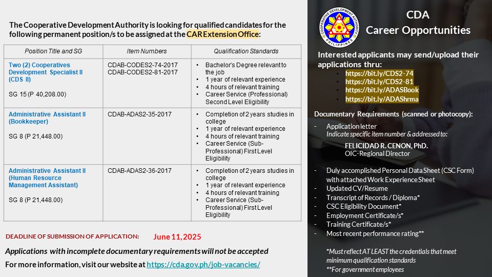 CDA - NOTICE OF VACANCY The Cooperative Development Authority ...