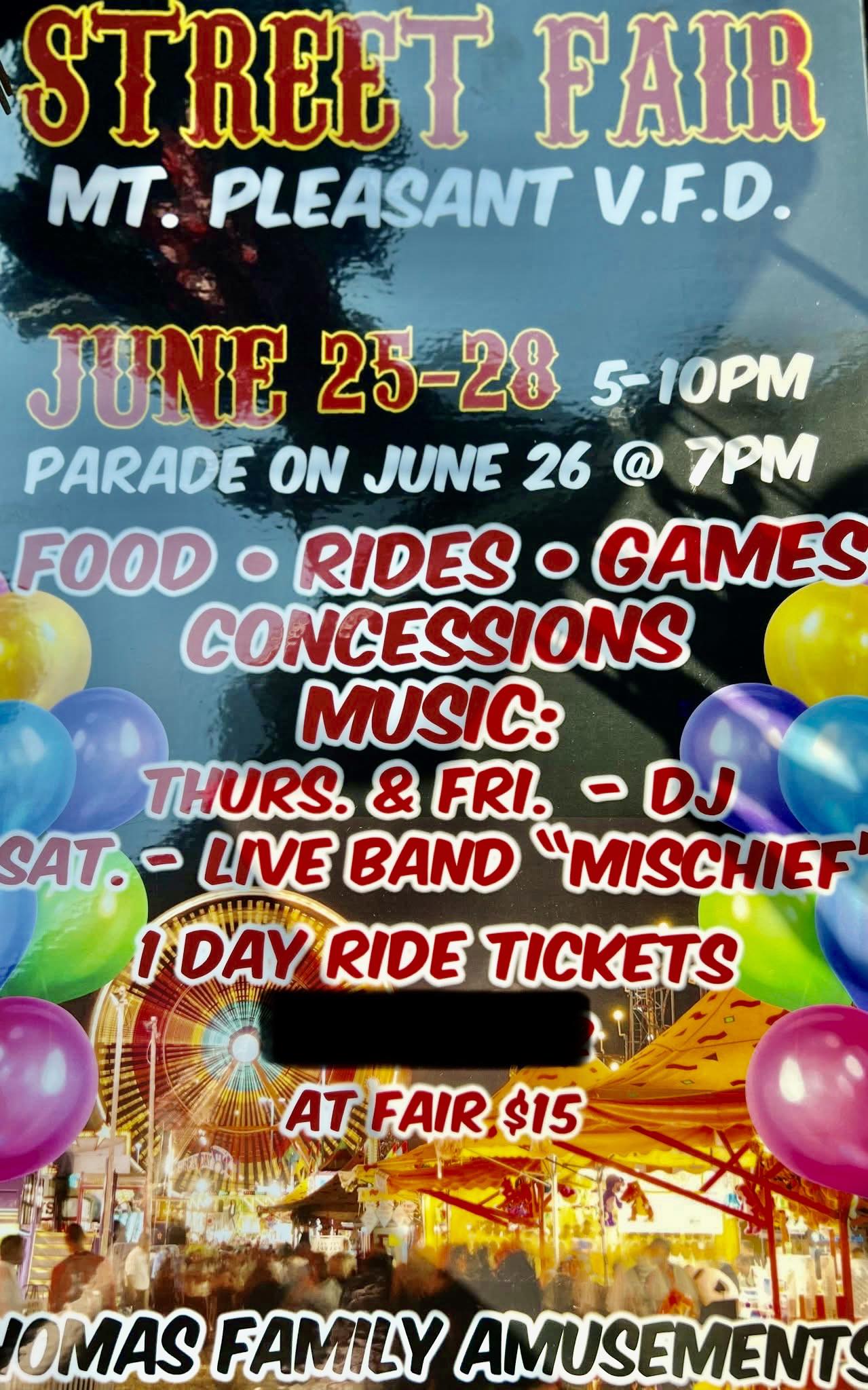 FREE GIVEAWAY TIME 🎡🎟️🎢🎠 (4) FREE RIDE... - Mt. Pleasant VFD | Facebook