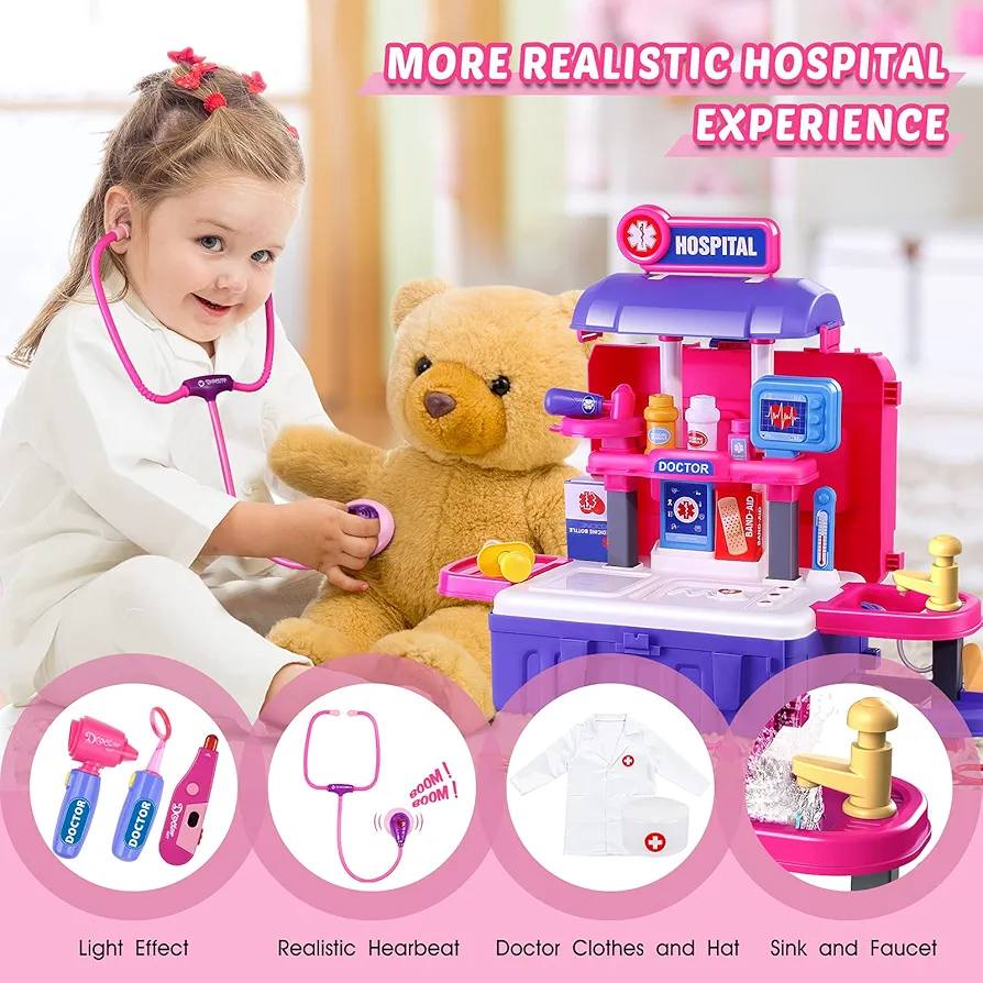 Maletin Medico Juguete 3 Años Maletín Médico De Juguete Chicos - 10 Accesorios Incluidos | Ideal Para Niños Desde 3 Años | Tamaño 34.5x26.5x9 Cm | Juego De Imitación Médico Maletín Con Asa Transporte
