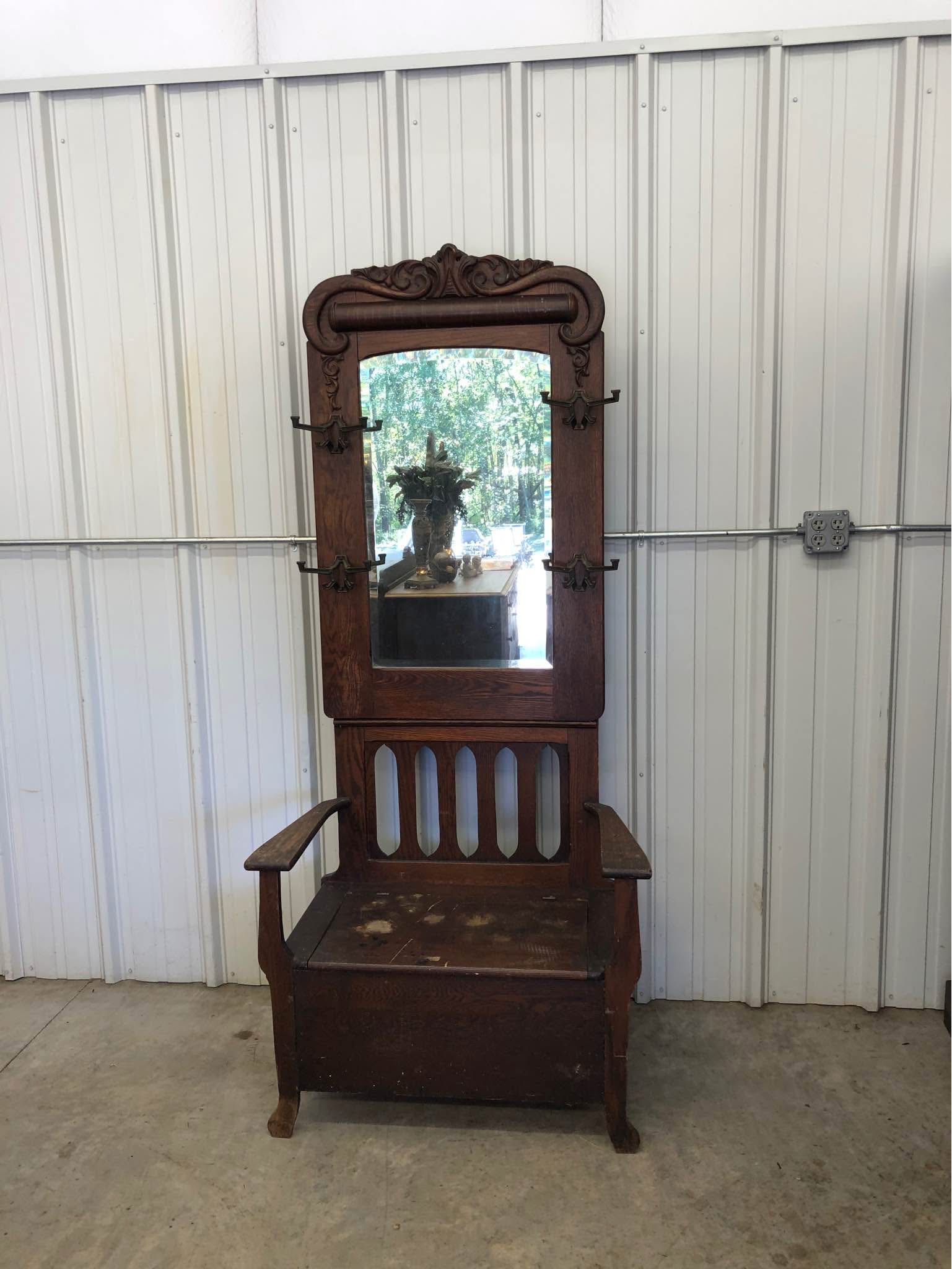 Antique oak hall tree - Hall Trees & Coat Racks - Rustburg, Virginia ...