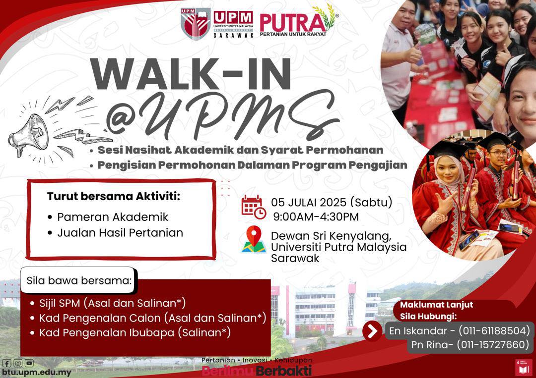 Universiti - #JomMasukUPMS 🔊🔊WALK-IN@UPMS KINI KEMBALI ️ Jumpa kami ...