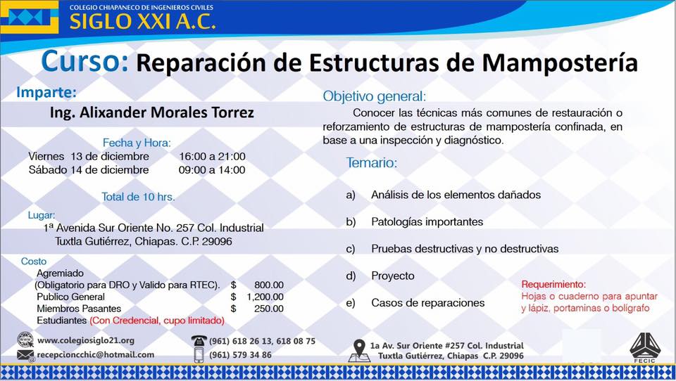 Colegio Chiapaneco de Ingenieros Civiles Siglo XXI A.C. - Curso ...