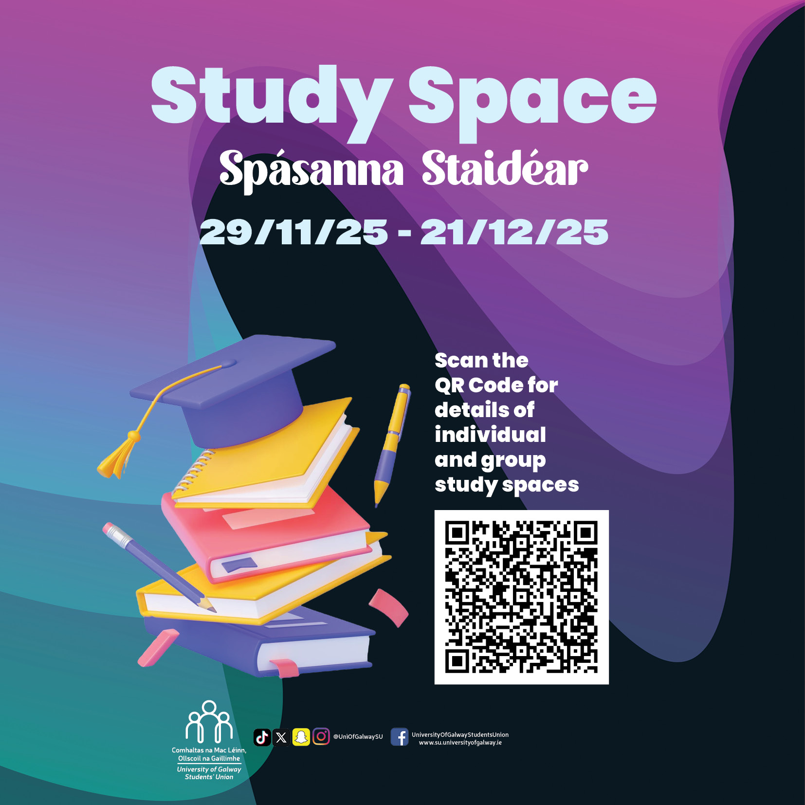 📚Study Space | Spásanna Staidéar 📚 Scan the QR Code for details of ...