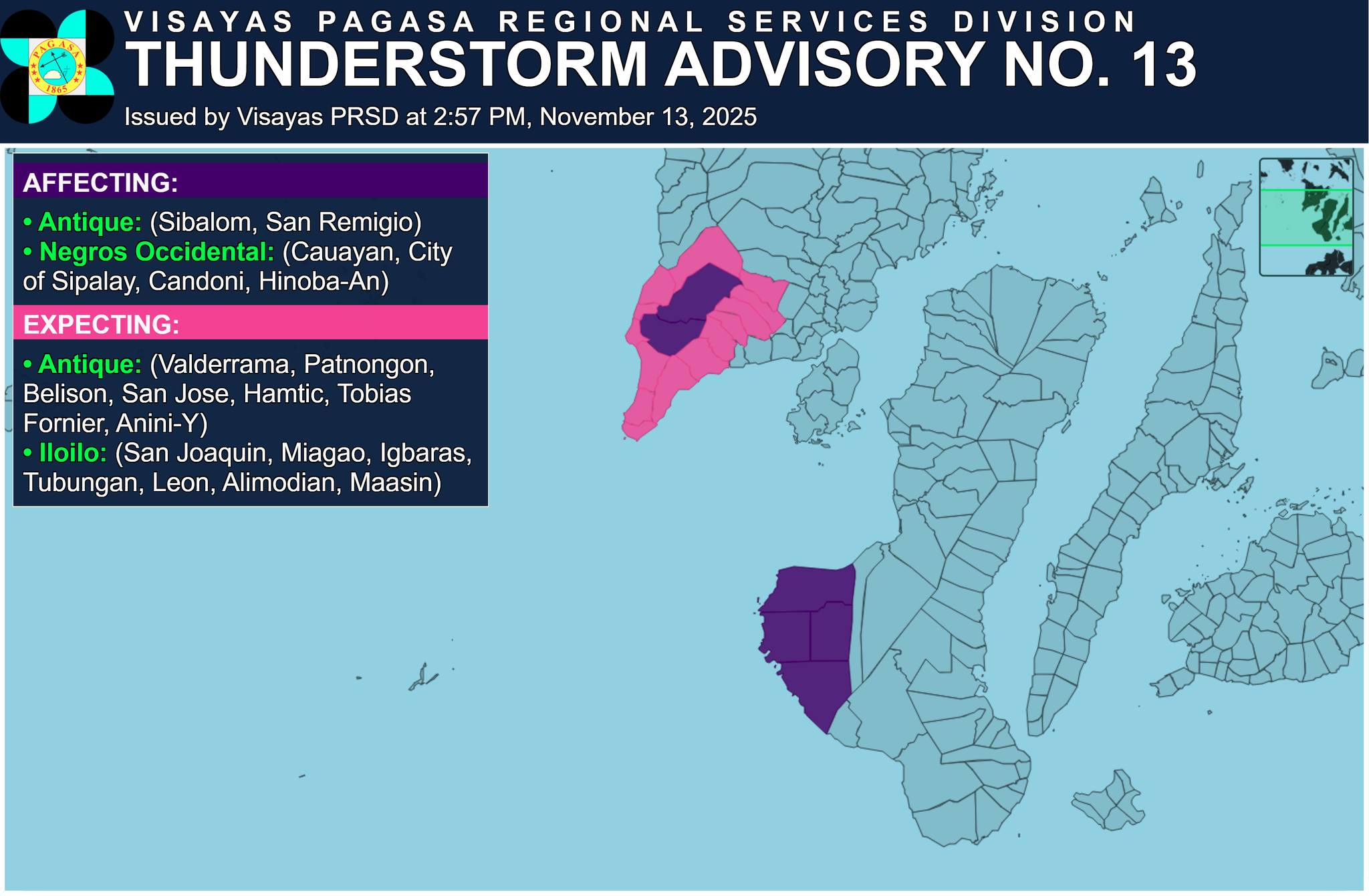 Thunderstorm Advisory No. 13... - PAGASA Visayas PRSD | Facebook