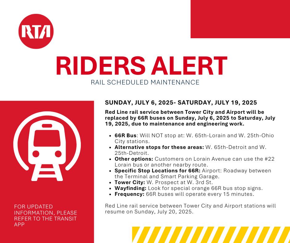 Greater - ⚠️ GCRTA Riders Alert! ⚠️ Heads up, Red Line riders! 🚆 From ...