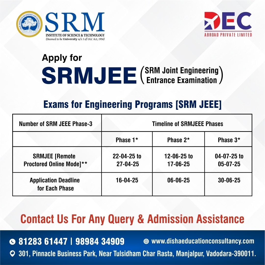 DEC Abroad Pvt Ltd - 📢 Apply for SRMJEEE 2025 – Secure Your Spot in ...