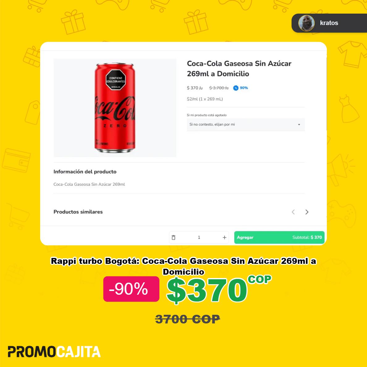 Promo - #Rappi ⚡️$370⚡️Rappi turbo Bogotá: Coca-Cola Gaseosa Sin Azúcar ...