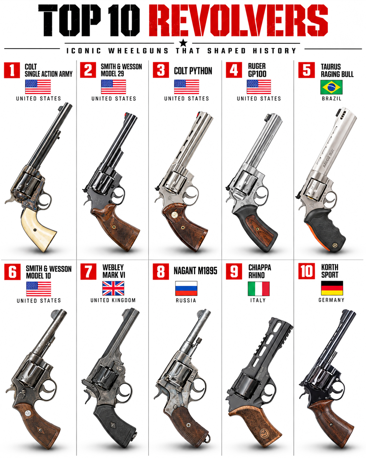 The Top 10 Most Iconic Revolvers Ever Made — From the Colt Single