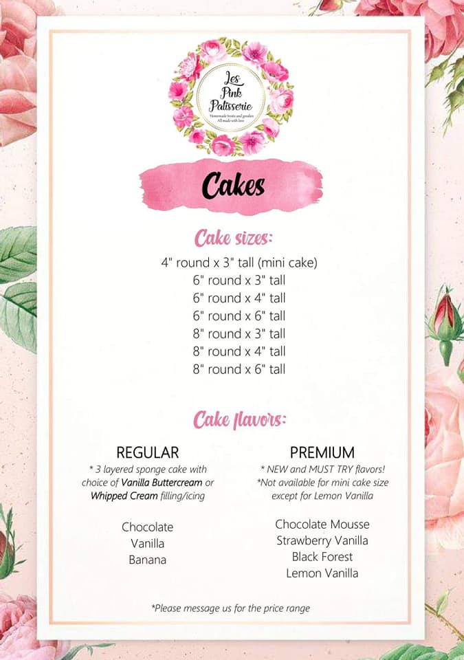 Updated menu with new cake flavors!!... - Les Pink Patisserie