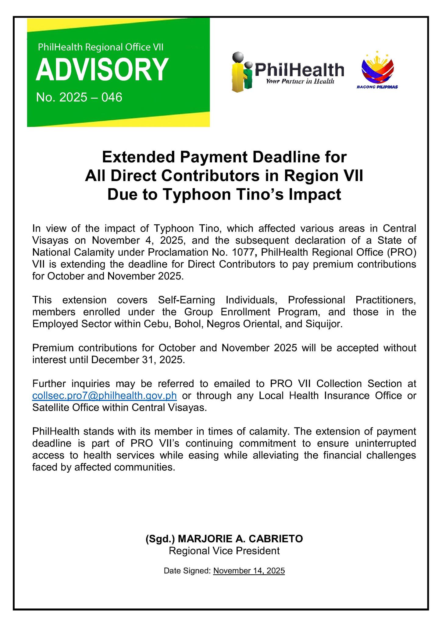 Regional Advisory No. 2025-046... - PhilHealth Region VII | Facebook