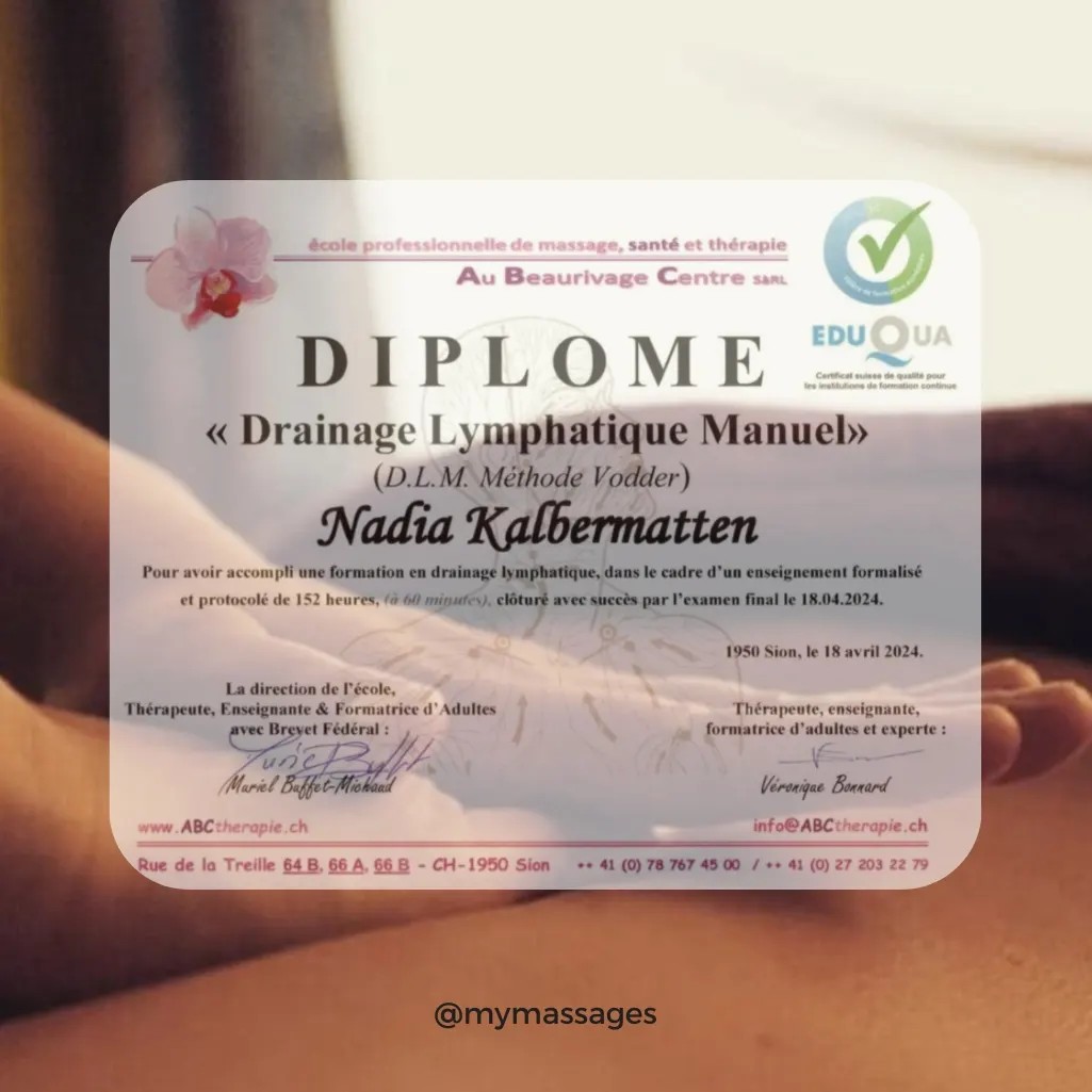 Mymassages - Diplôme de drainage lymphatique manuel (méthode Vodder ...
