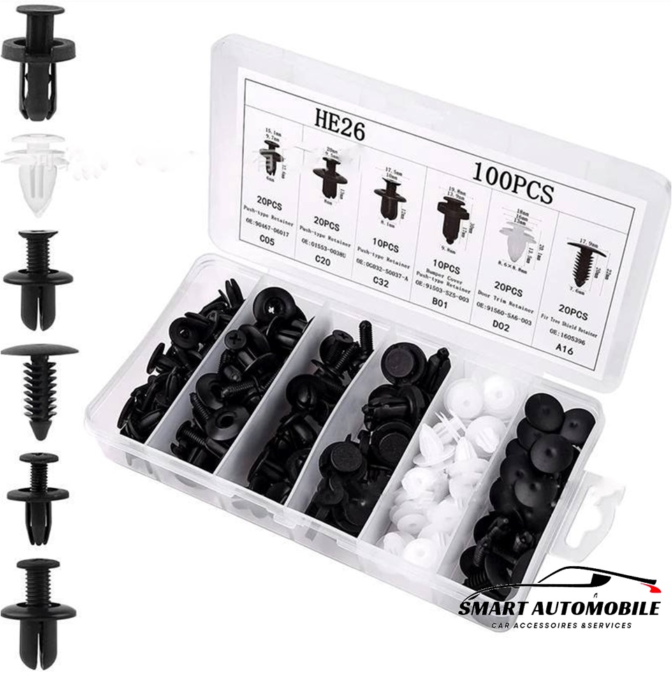 Clips de pare-chocs, clips de fixation de rivets robustes de 18 tailles