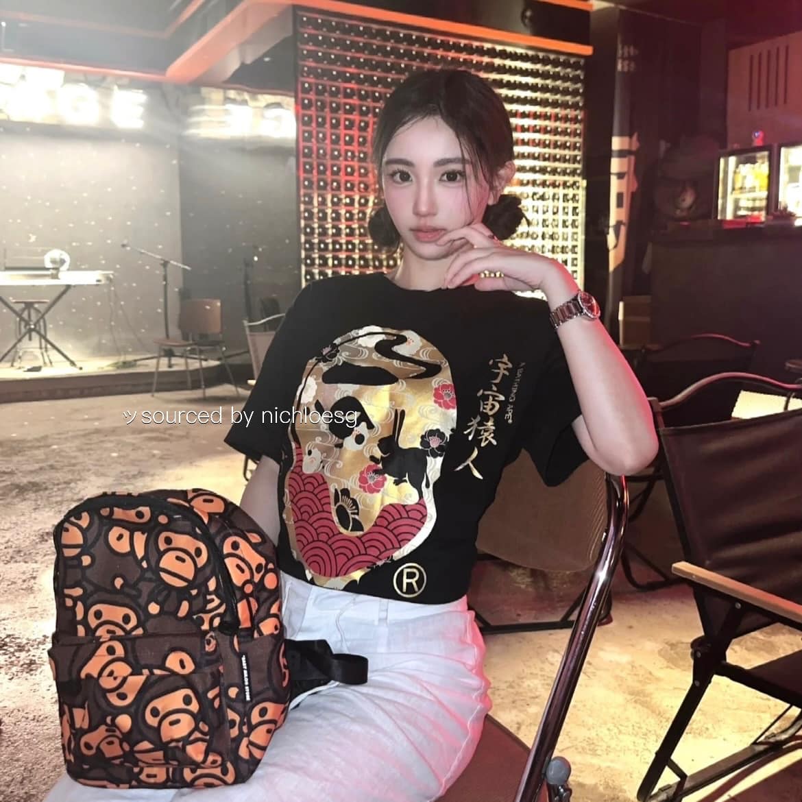 bape mini backpack Baby Milo hard Lining 100% fabric featuring All BAPE Fast Food All Print