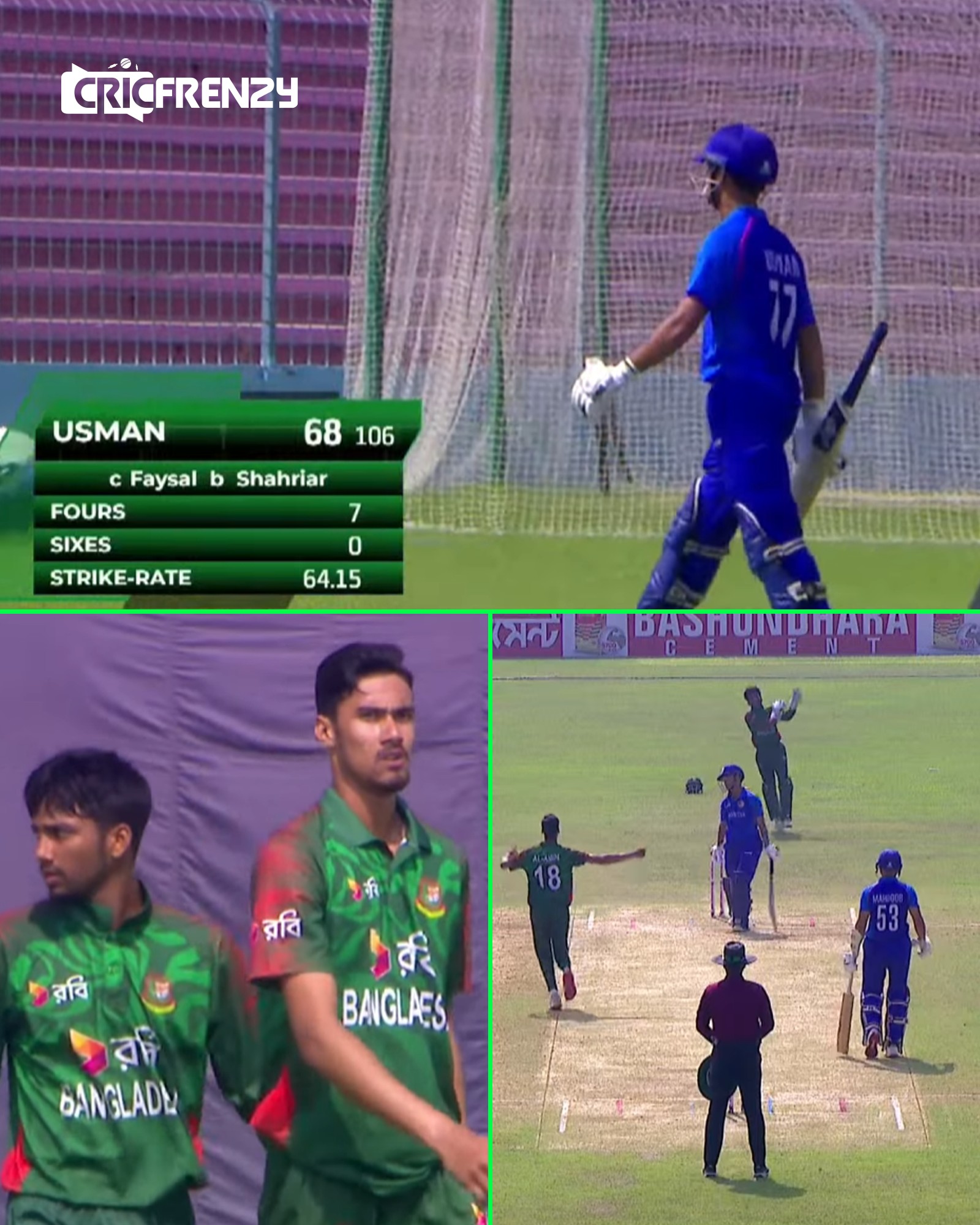 Cricfrenzy.com - উসমানকে ফেরালেন শাহরিয়ার #BANvAFG | Facebook