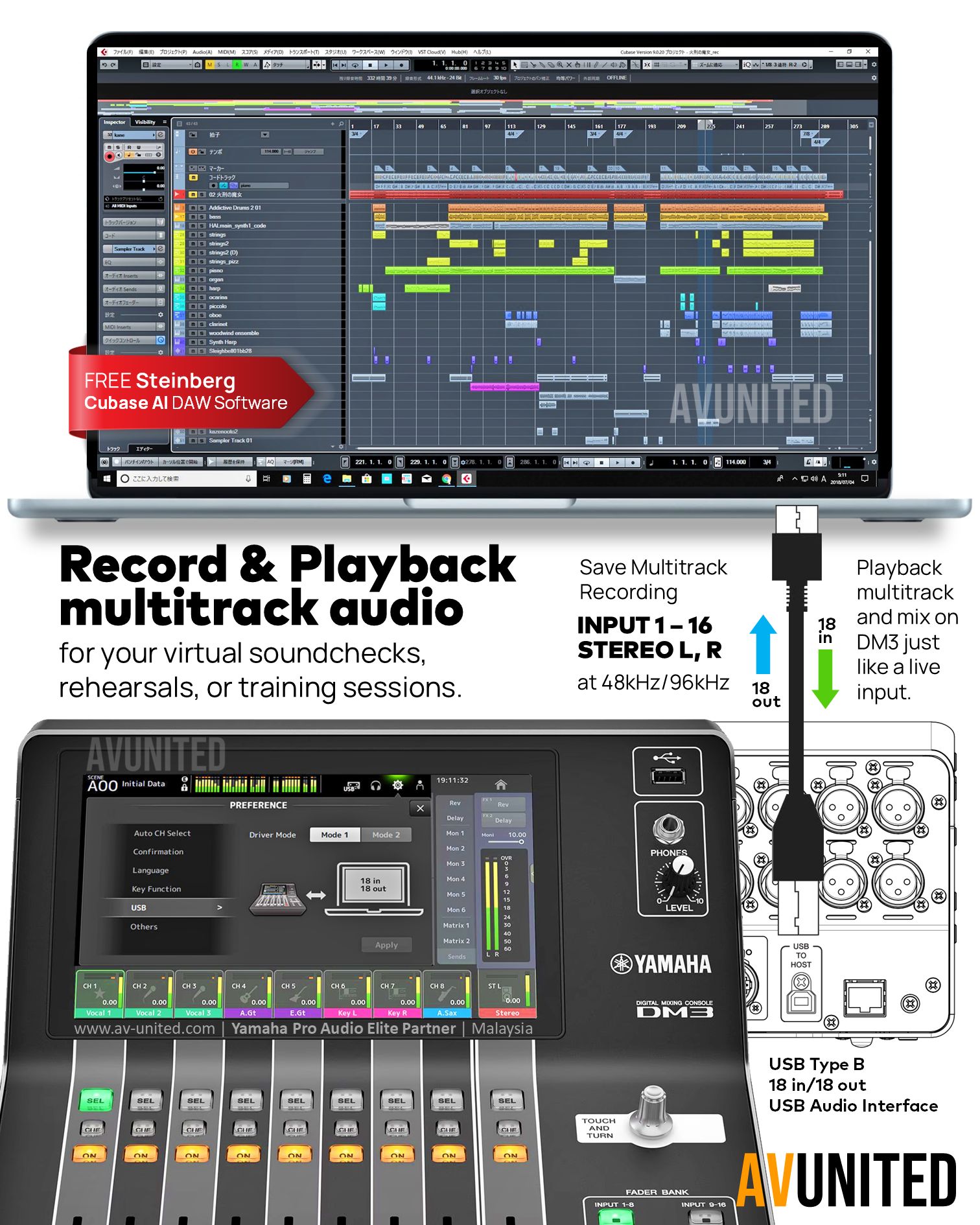 AV - Live on stage. Mixdown at home/studio later. Multitrack with DM3 ...