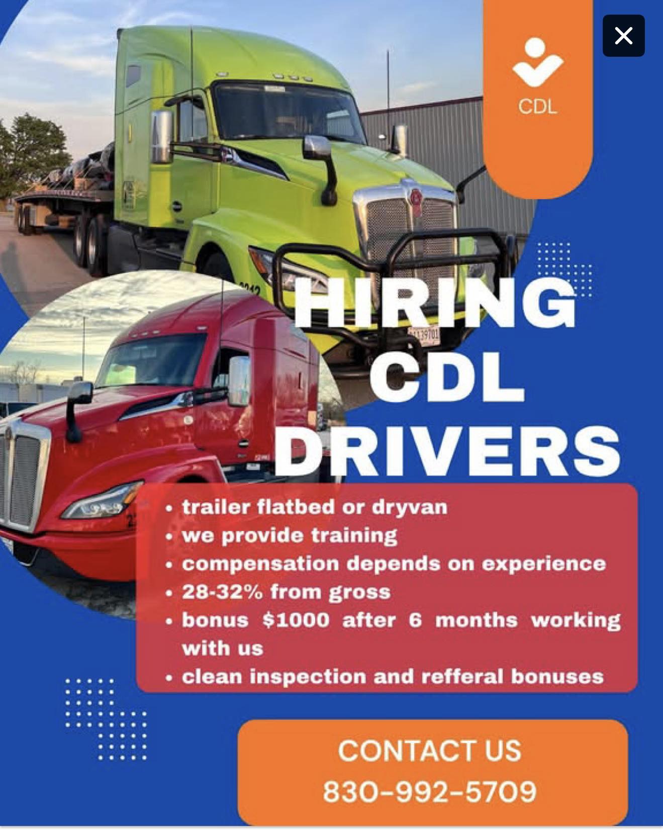 CDL Owner Operator Job | Facebook