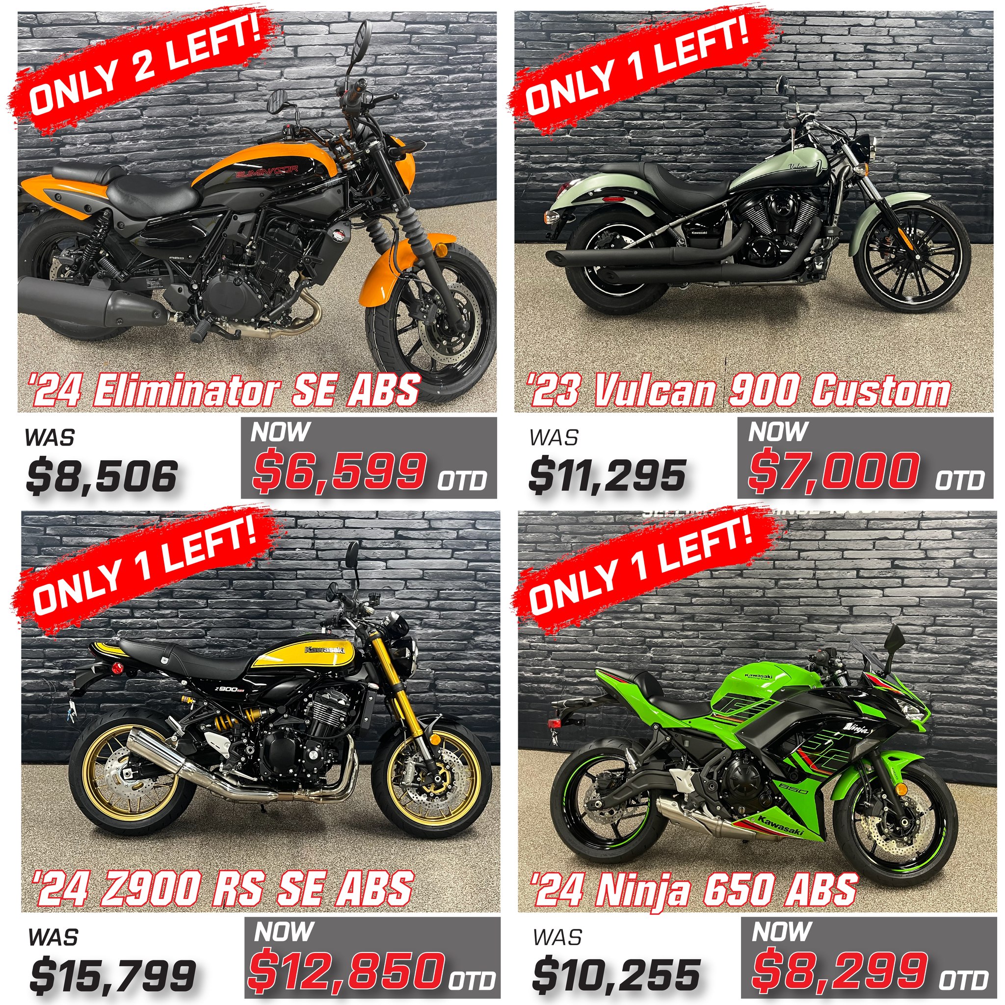 🏍️ LOW PRICES. HIGH THRILLS! 🔥 Grab a 2023 or 2024 Kawasaki
