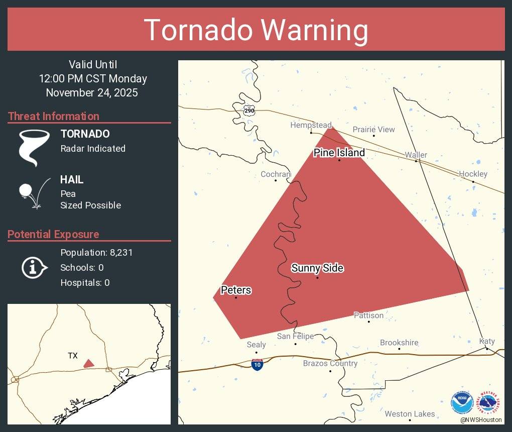 City - UPDATE: 12:00 PM The Tornado Warning issued for central Waller ...