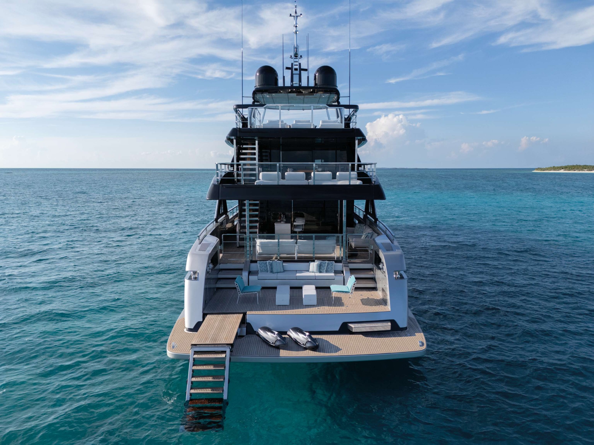 Riva - The stern swim ladder on the Riva 130' Bellissima is an ...