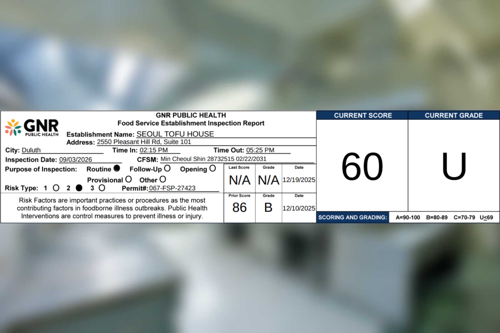 WARRANT DirtyRottenFilthyStinkingRichスコア This Gwinnett County establishment scored a 60% on a recent health